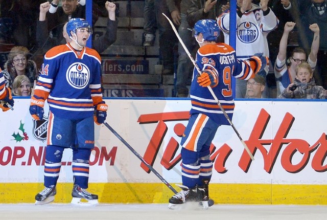 Edmonton Oilers Jordan Eberle and Ryan Nugent-Hopkins