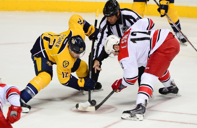 Carolina Hurricanes Eric Staal and Nashville Predators Mike Fisher