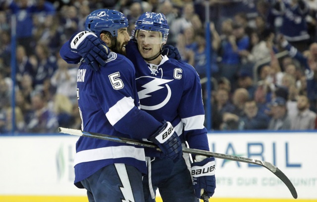 Steven Stamkos and Jason Garrison