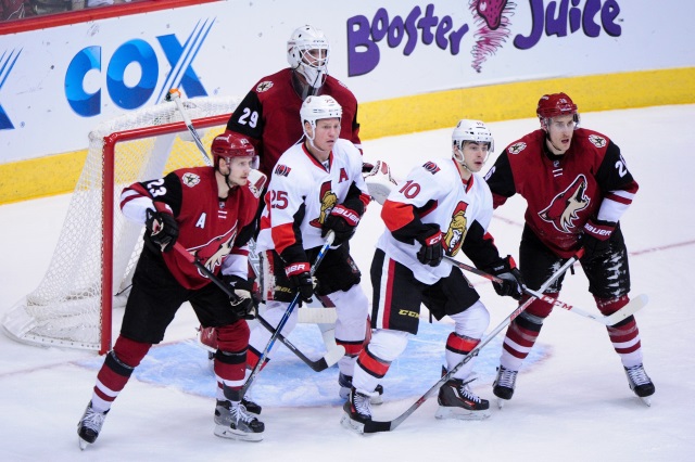 Chris Neil and Shane Prince of the Ottawa Senators