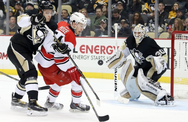 Sergei Plotnikov and Matt Murray of the Pittsburgh Penguins