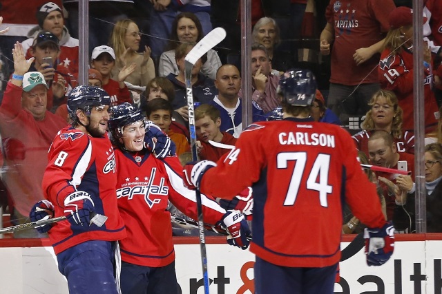 TJ Oshie, John Carlson and Alex Ovechkin