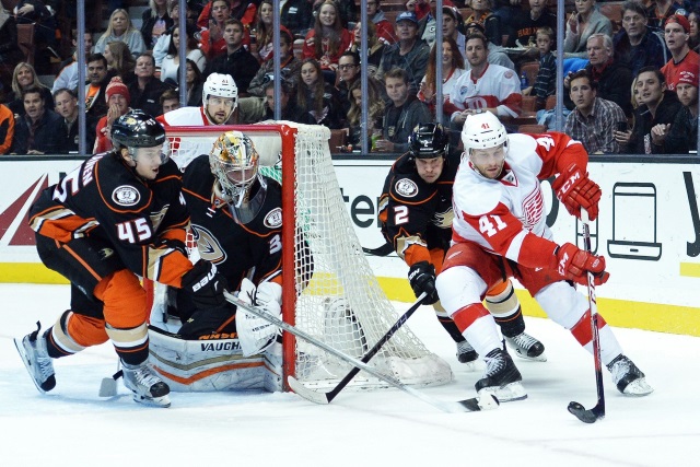 Kevin Bieksa and Sami Vatanen of the Anaheim Ducks