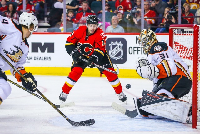 Johnny Gaudreau and Frederik Andersen