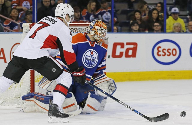 Kyle Turris of the Ottawa Senators against the Edmonton Oilers