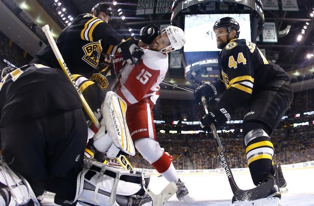 Zdeno Chara and Dennis Seidenberg of the Boston Bruins