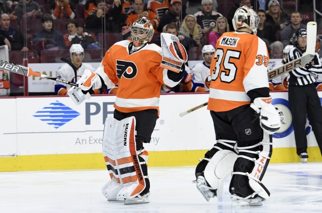 Michal Neuvirth and Steve Mason of the Philadelphia Flyers