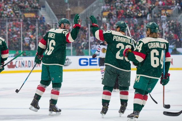 Thomas Vanek and Jason Pominville of the Minnesota Wild