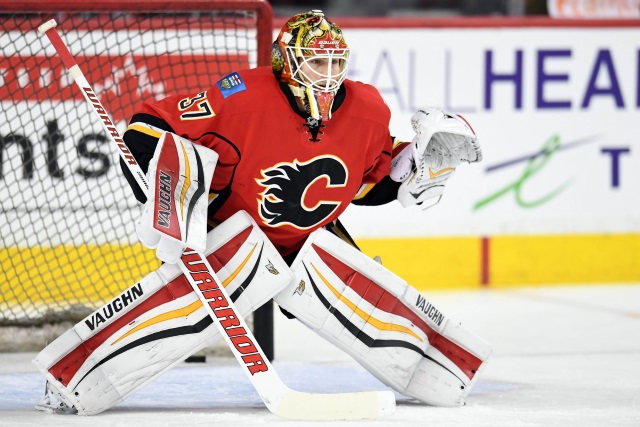 Joni Ortio of the Calgary Flames