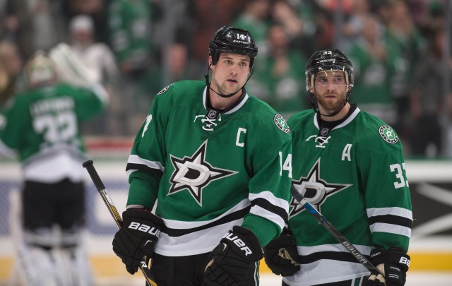 Jamie Benn and Alex Goligoski of the Dallas Stars