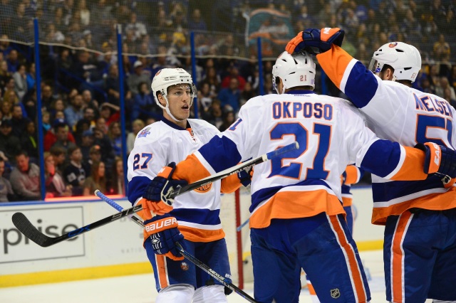 Kyle Okposo and Frans Nielsen of the New York Islanders