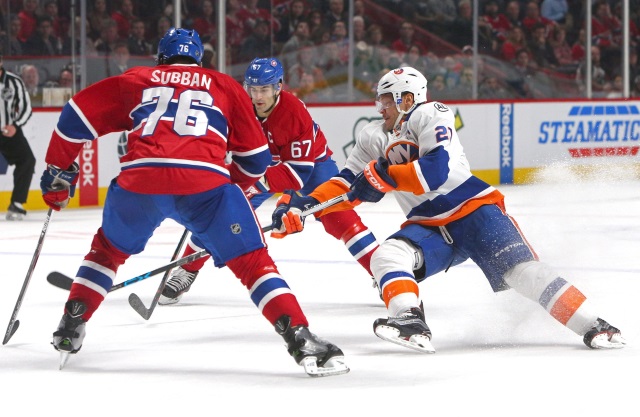 Kyle Okposo of the New York Islanders and P.K. Subban of the Montreal Canadiens