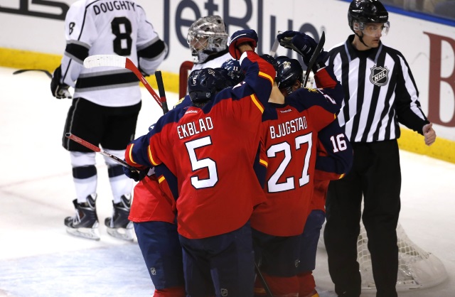 Aaron Ekblad and Dmitry Kulikov of the Florida Panthers