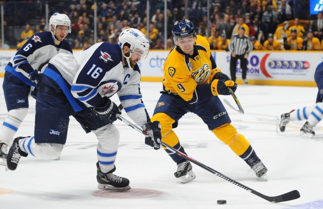 Andrew Ladd and Filip Forsberg of the Nashville Predators