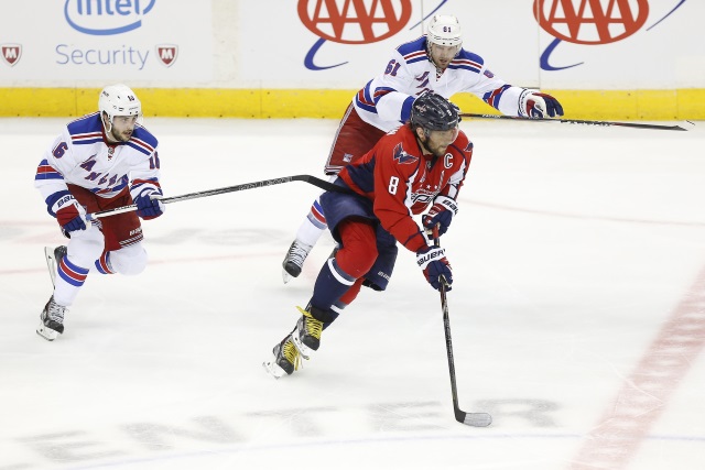 Alex Ovechkin of the Washington Capitals and Rick Nash of the New York Rangers