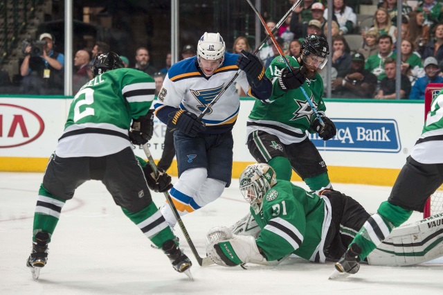 Kris Russell and Antti Niemi of the Dallas Stars