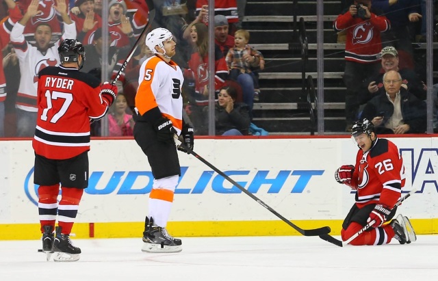 New Jersey Devils forward Patrik Elias after scoring on the Philadelphia Flyers