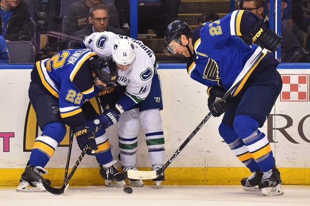 Kevin Shattenkirk and Alex Pietrangelo of the St. Louis Blues