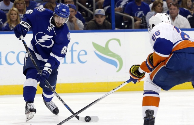 Nikita Kucherov of the Tampa Bay Lightning against the New York Islanders