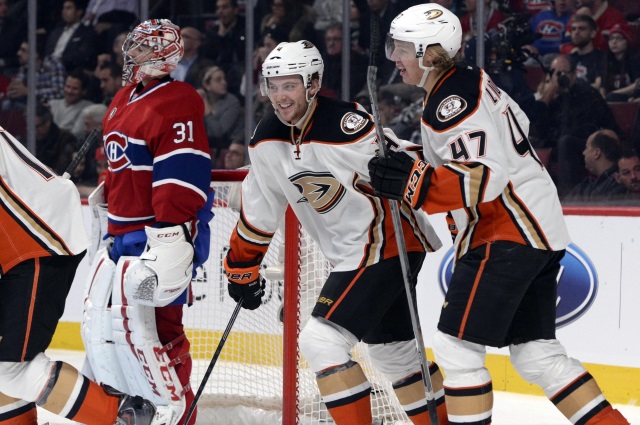 Cam Fowler and Hampus Lindholm of the Anaheim Ducks