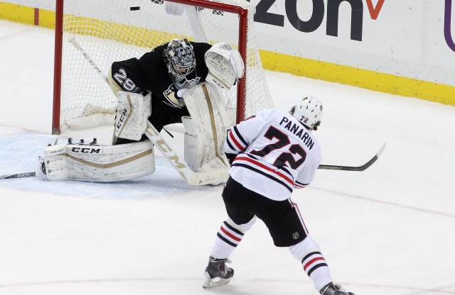 Artemi Panarin and Marc-Andre Fleury