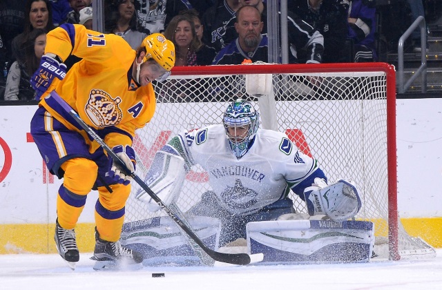 Ryan Miller of the Vancouver Canucks and Anze Kopitar LA Kings