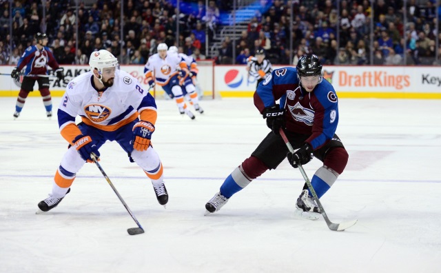 Matt Duchene of the Colorado Avalanche and Nick Leddy of the New York Islanders