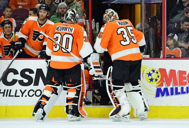 Steve Mason and Michal Neuvirth of the Philadelphia Flyers