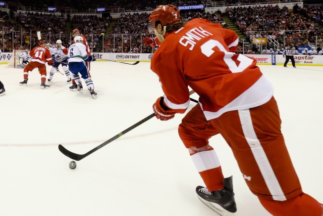 Detroit Red Wings defenseman Brendan Smith against the Vancouver Canucks