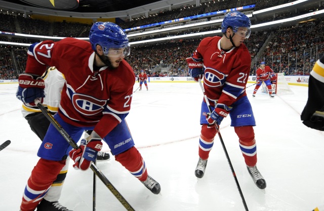 Mikhail Sergachev and Alex Galchenyuk of the Montreal Canadiens