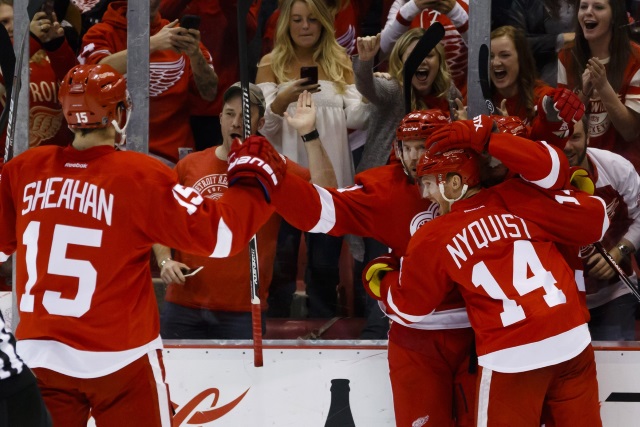 Detroit Red Wings Thomas Vanek and Gustav Nyquist