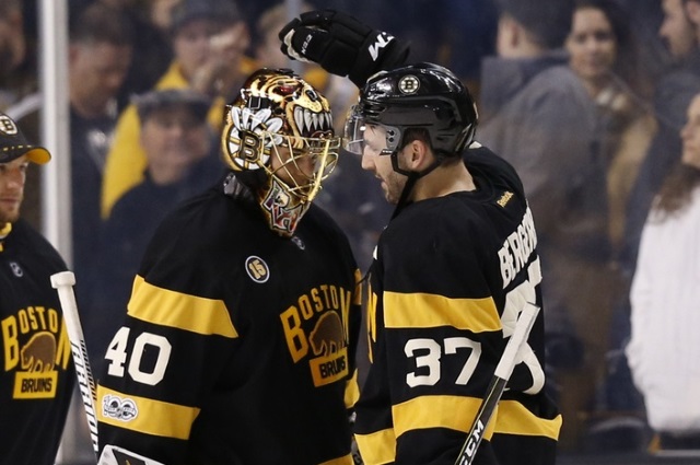 Boston Bruins Tuukka Rask and Patrice Bergeron were injured last night