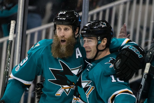 Joe Thornton and Patrick Marleau of the San Jose Sharks