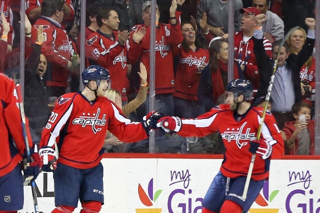 Lars Eller and Brett Connolly of the Washington Capitals