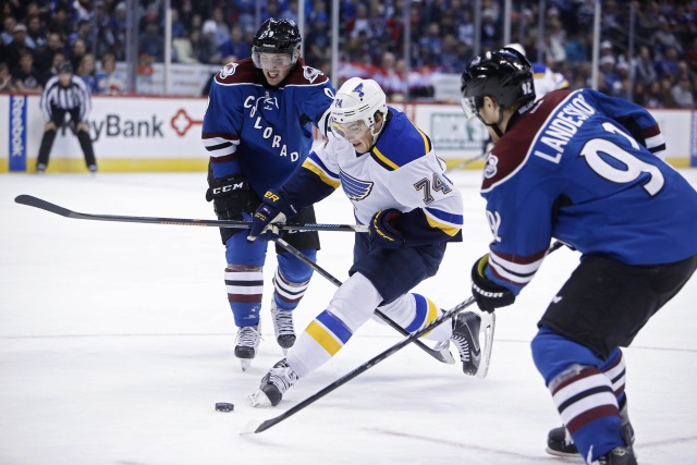 Matt Duchene and Gabriel Landeskog of the Colorado Avalanche