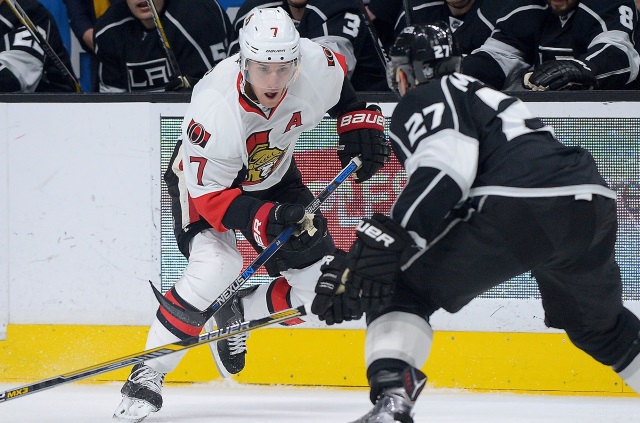 Alec Martinez of the LA Kings and Kyle Turris of the Ottawa Senators