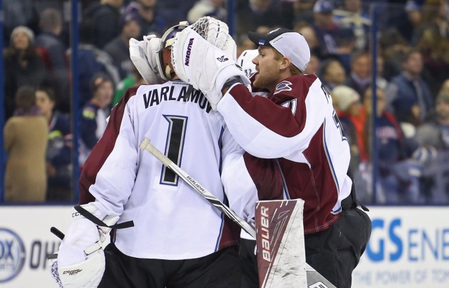 Semyon Varlamov and Calvin Pickard of the Colorado Avalanche