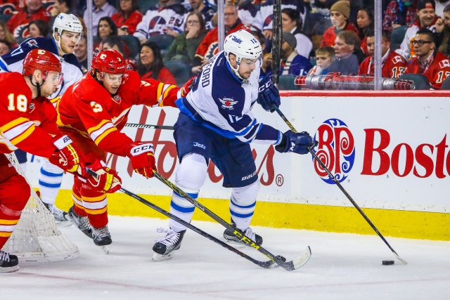 Winnipeg Jets forward Drew Stafford against the Calgary Flames