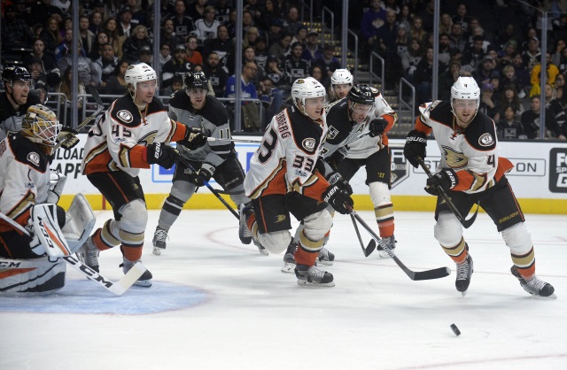 Cam Fowler and Jakob Silfverberg of the Anaheim Ducks