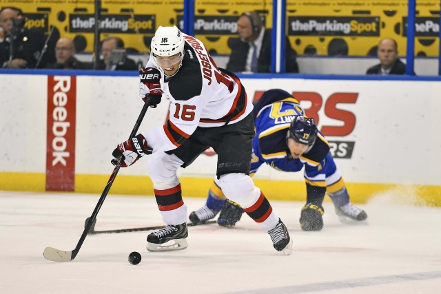 New Jersey Devils Jacob Josefson against the St. Louis Blues