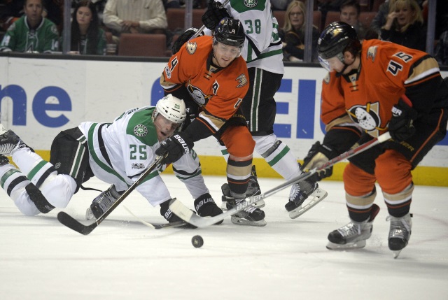 Cam Fowler and Sami Vatanen of the Anaheim Ducks