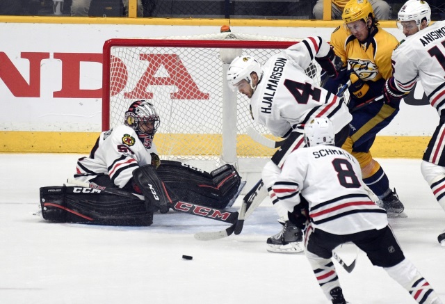 Corey Crawford and Niklas Hjalmarsson