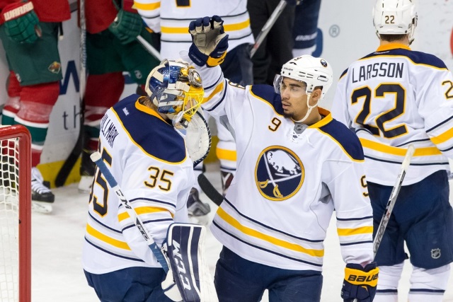 Evander Kane and Linus Ullmark of the Buffalo Sabres