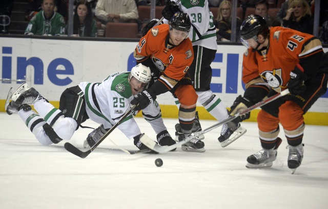 Cam Fowler and Sami Vatanen of the Anaheim Ducks