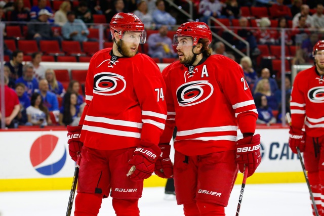 Jaccob Slavin and Justin Faulk