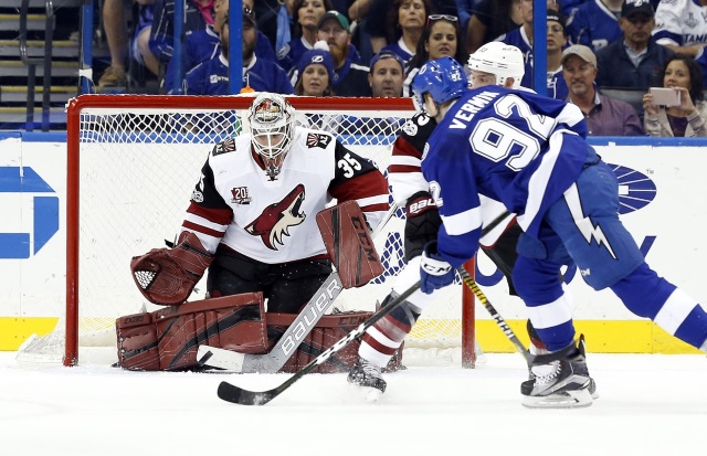 The Arizona Coyotes trade Louis Domingue to the Arizona Coyotes