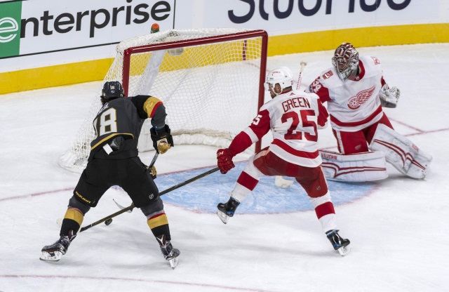 Detroit Red Wings Petr Mrazek and Mike Green