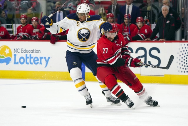 Buffalo Sabres Evander Kane and Carolina Hurricanes Justin Faulk