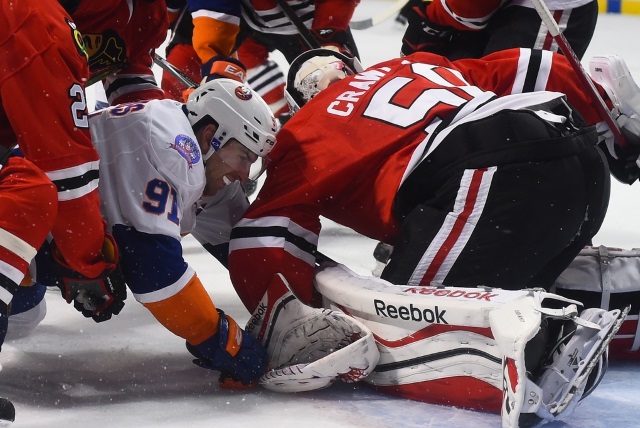 John Tavares and Corey Crawford