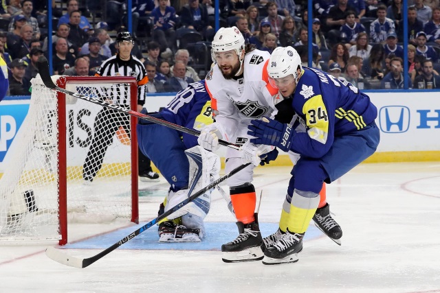 Auston Matthew of the Toronto Maple Leafs and Drew Doughty of the Los Angeles Kings